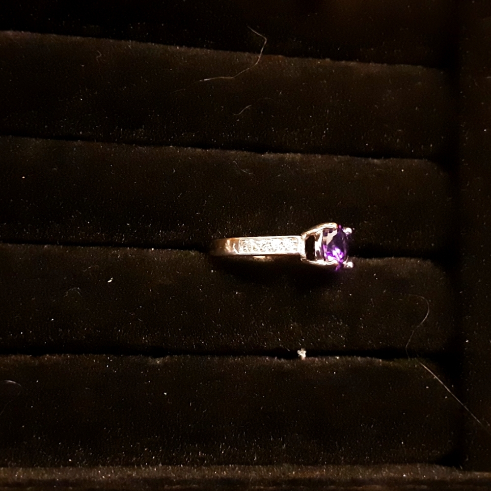 NWOT Natural Amethyst Stone Ring With 10 Crystals - Picture 4 of 5